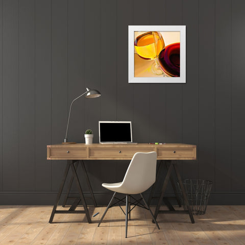 Duo Jaune Rubis White Modern Wood Framed Art Print by Heneuy, William