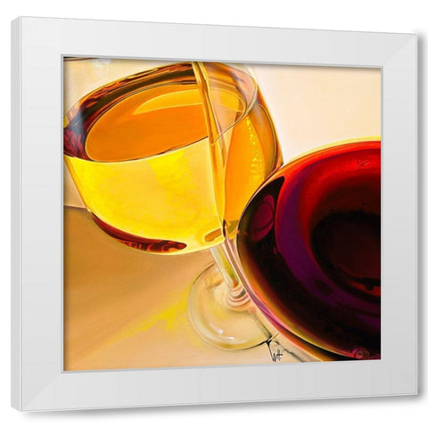 Duo Jaune Rubis White Modern Wood Framed Art Print by Heneuy, William