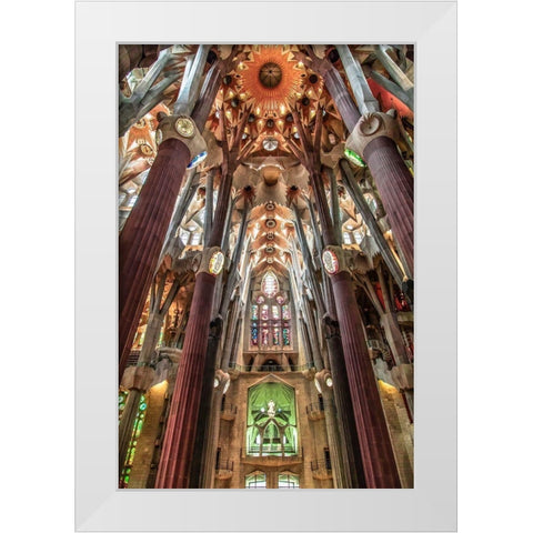 Barcelona White Modern Wood Framed Art Print by Ronin
