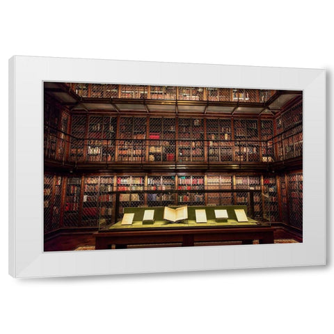 Library Room White Modern Wood Framed Art Print by Ronin