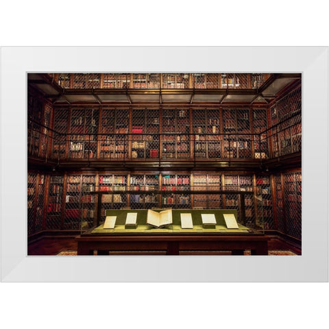 Library Room White Modern Wood Framed Art Print by Ronin