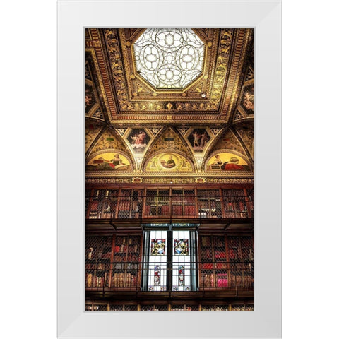 Library Room II White Modern Wood Framed Art Print by Ronin
