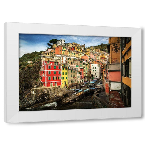 Cinque Terre White Modern Wood Framed Art Print by Ronin
