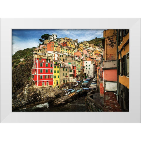 Cinque Terre White Modern Wood Framed Art Print by Ronin
