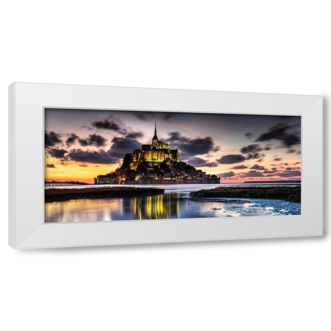 Mont Saint Michel White Modern Wood Framed Art Print by Ronin