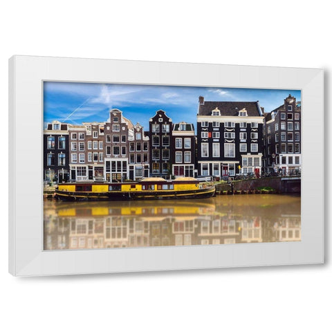 La vieille Amsterdam White Modern Wood Framed Art Print by Bertrande, Arnaud