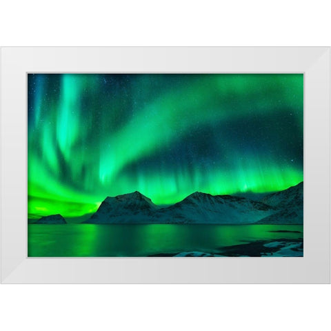 Aurore Boreale I White Modern Wood Framed Art Print by Bertrande, Arnaud