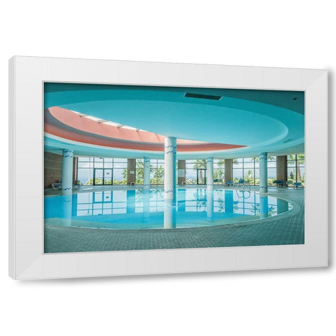 Piscine interieur White Modern Wood Framed Art Print by Bertrande, Arnaud