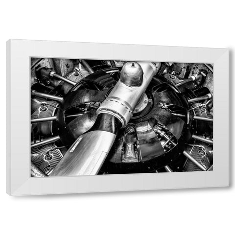 Propellor Engine close up 2 White Modern Wood Framed Art Print by Ronin