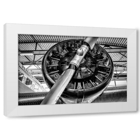 Propellor Engine White Modern Wood Framed Art Print by Ronin