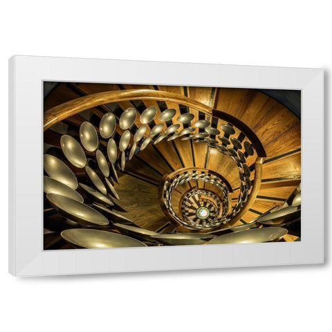 Majic Staircase White Modern Wood Framed Art Print by Ronin