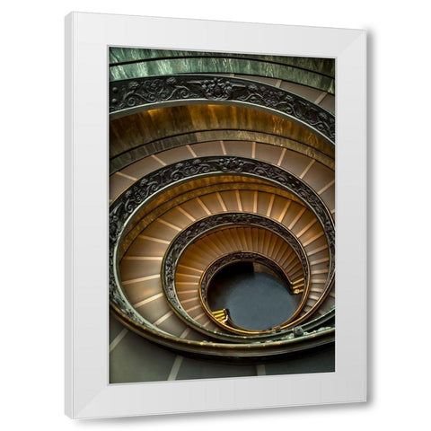 Roman Staircase White Modern Wood Framed Art Print by Ronin