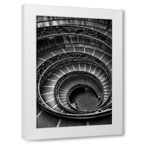 Roman Staircase black and white White Modern Wood Framed Art Print by Ronin