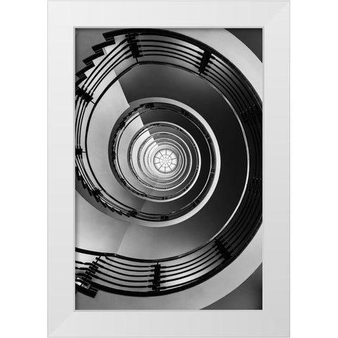 Hypnotic White Modern Wood Framed Art Print by Ronin