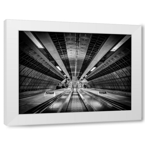 Metro White Modern Wood Framed Art Print by Ronin
