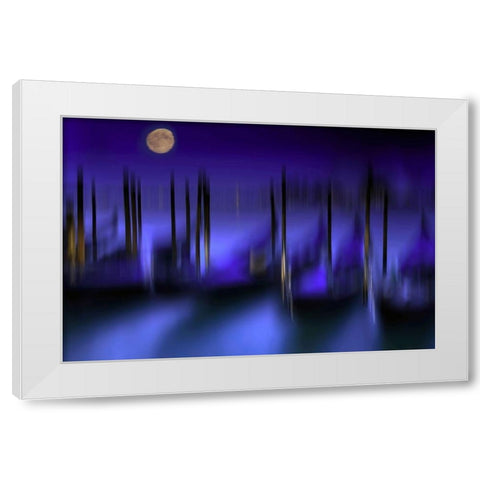 Kanale Grande Blaue Stunde White Modern Wood Framed Art Print by Fischer, Rolf