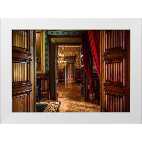 Old Castle Doorway White Modern Wood Framed Art Print by Ronin