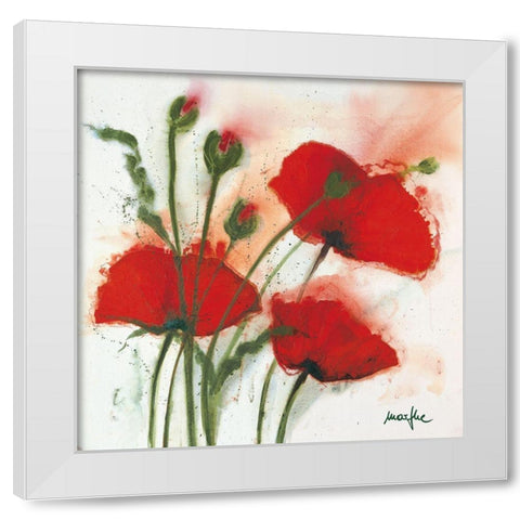 Mohnblumen im Wind I White Modern Wood Framed Art Print by Marthe