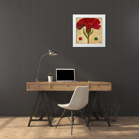 Gerbera White Modern Wood Framed Art Print by Richter-Armgart, Rose
