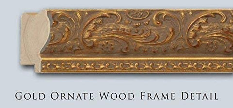 American Barn Gold Ornate Wood Framed Art Print with Double Matting by Stellar Design Studio