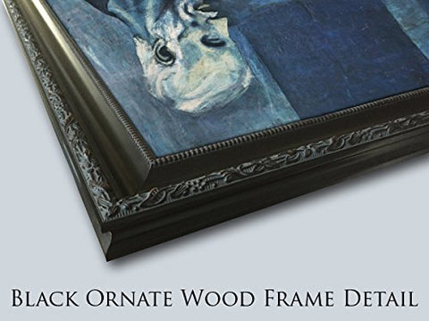 Shell Tiles I Blue Black Ornate Wood Framed Art Print with Double Matting by Nai, Danhui