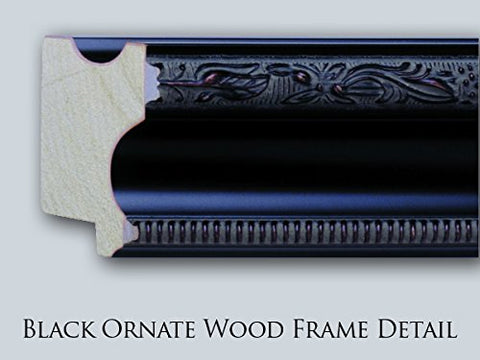 Black Ink I Lavender Version Black Ornate Wood Framed Art Print with Double Matting by PI Studio